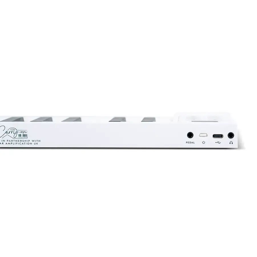 BLACKSTAR CARRY-ON-FP49T-WT Portable 49-Key Touch-Sensitive Folding Piano in white color with Bluetooth capability.