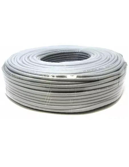 Acconet 100m CCA SF/UTP CAT5e cable in a grey pull box, suitable for indoor use, featuring foil and braiding.