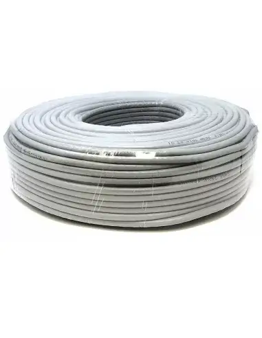 Acconet 100m CCA SF/UTP CAT5e cable in a grey pull box, suitable for indoor use, featuring foil and braiding.