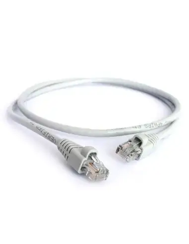 Acconet 1 metre UTP CAT6 Flylead in grey color, featuring moulded boots and plugs.