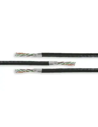 Acconet 100m roll of black solid copper CAT6 cable designed for outdoor use, UV protected and STP.