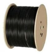 Miro Outdoor CAT6 UTP Cable 500m, UV protected, black color, displayed in a large image.