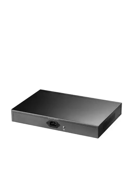 Cudy 16-Port PoE Switch with 190W power, Gigabit Ethernet, and 1 SFP port, showcasing its design and features.