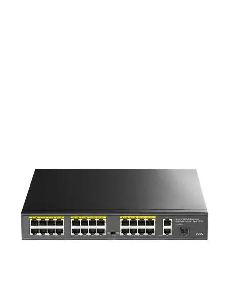 Cudy 24-Port PoE Switch with 290W power, featuring Gigabit Ethernet and 1 SFP port.