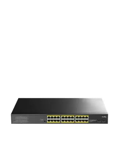 Cudy 24-Port PoE Switch with 290W power, featuring Gigabit ports and 2 SFP slots.