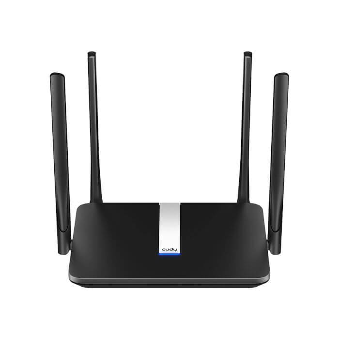 Cudy 4G LTE Dual Band WiFi 5 Router capable of speeds up to 1200Mbps, featuring a sleek design.