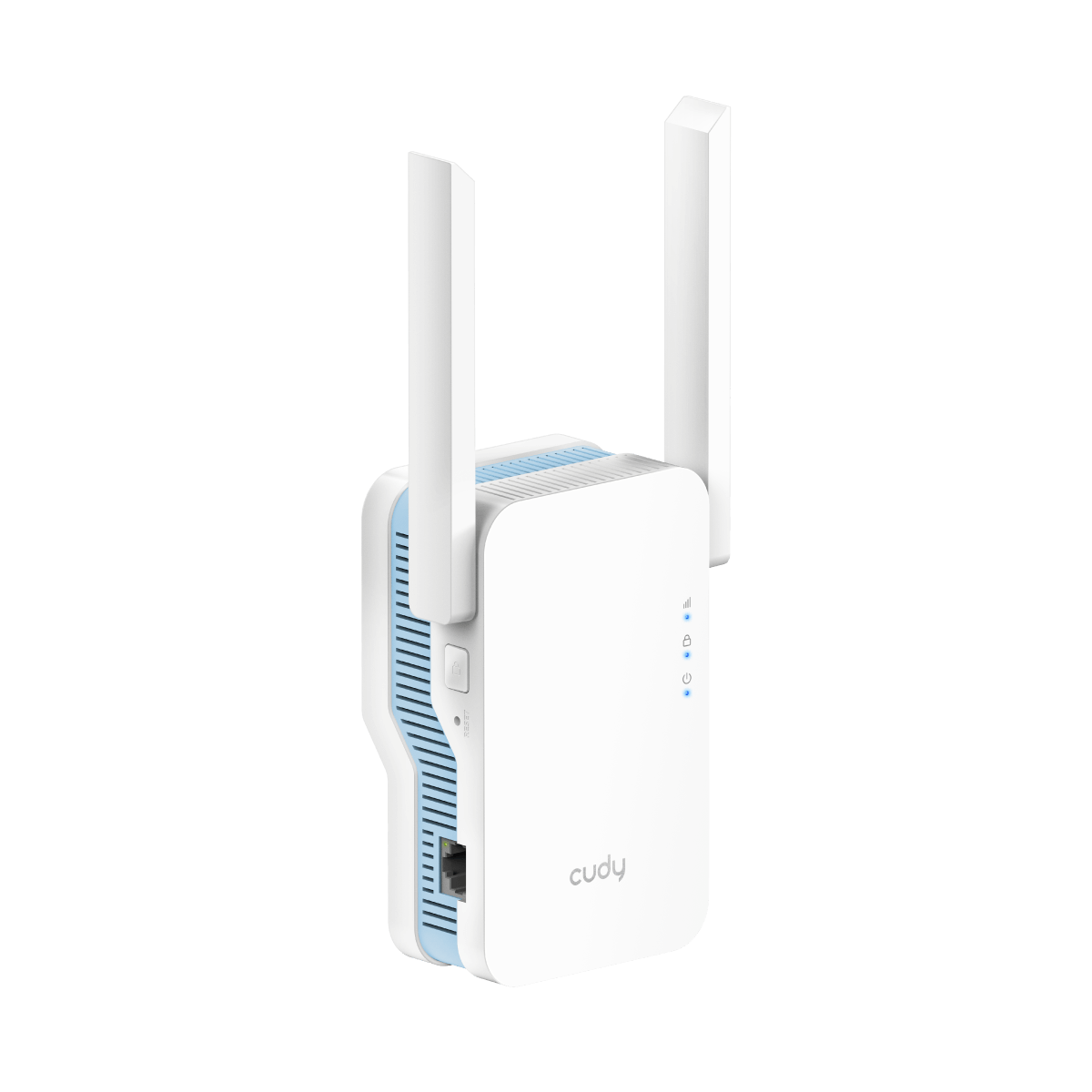 Cudy RE1200 WiFi 5 Range Extender, 1200Mbps dual band device designed to enhance wireless network coverage.