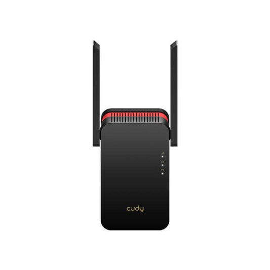 Cudy RE3000 WiFi 6 Range Extender displayed with dual band capability and high-speed performance.