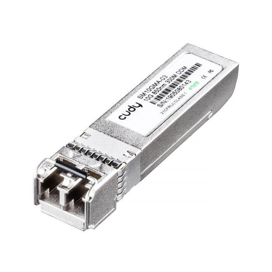 Cudy Multi-Mode SFP+ 10G LC transceiver module, 850nm wavelength, suitable for 300m distance.