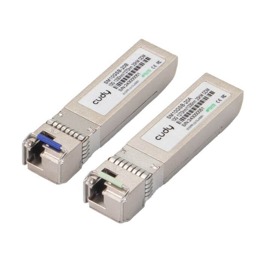 Cudy 10G LC Bi-Directional SFP module designed for single-mode fiber with a range of 20km.