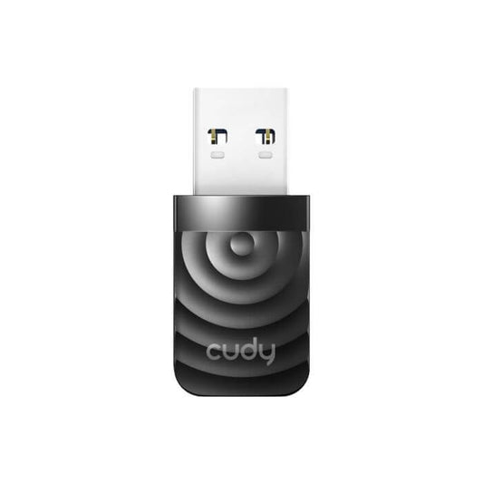 Cudy Dual Band WiFi 5 USB 3.0 Adapter capable of speeds up to 1300Mbps, featuring a sleek design.