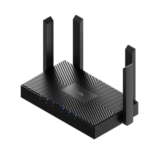 Cudy WR3000 Dual Band WiFi 6 Mesh Router with 3000Mbps speed and 5dBi antennas.