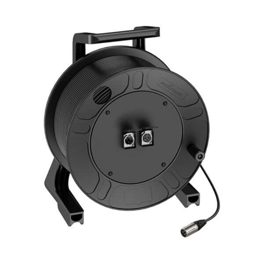 ROXTONE 50M 1:1 DMX Extension Cable on Reel showcasing its professional unbreakable design.