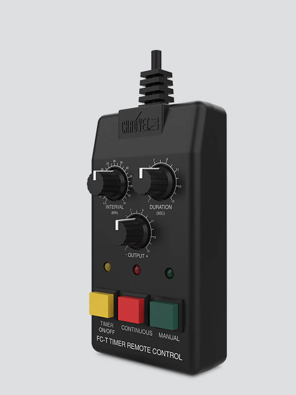 Chauvet DJ FC-T Wired Timer Remote designed for the Hurricane 1600 and Haze 4D, showcasing its left side view.