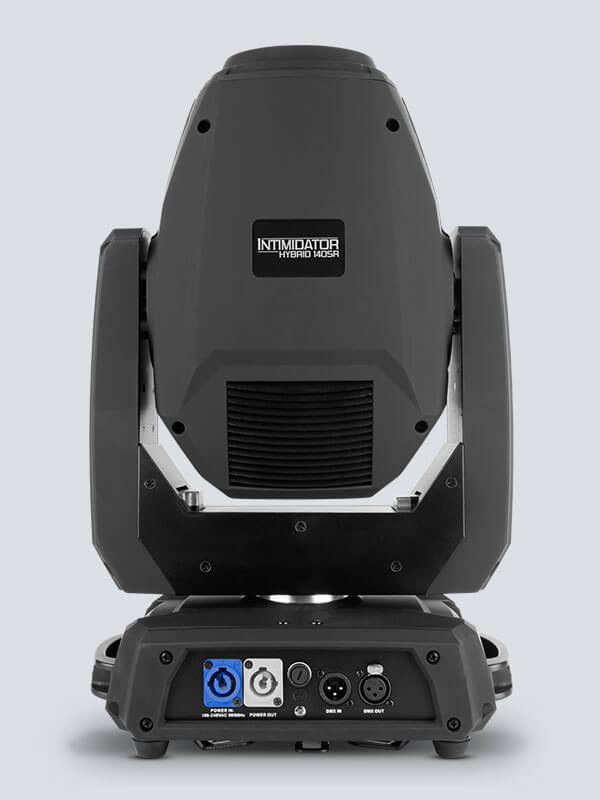 Chauvet DJ Intimidator Hybrid 140SR moving head light showcasing beam, spot, and wash effects with a 140W discharge lamp.