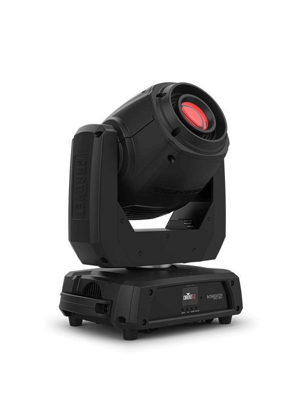 Chauvet DJ Intimidator Spot 360X, a 100W LED moving head spot featuring a rotating gobo and color wheel.