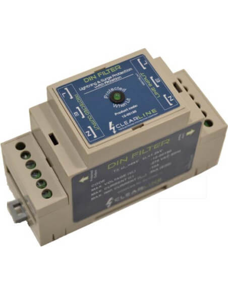 Cambium Inline DIN Surge Filter Protector designed to protect electronic equipment from surges and spikes.