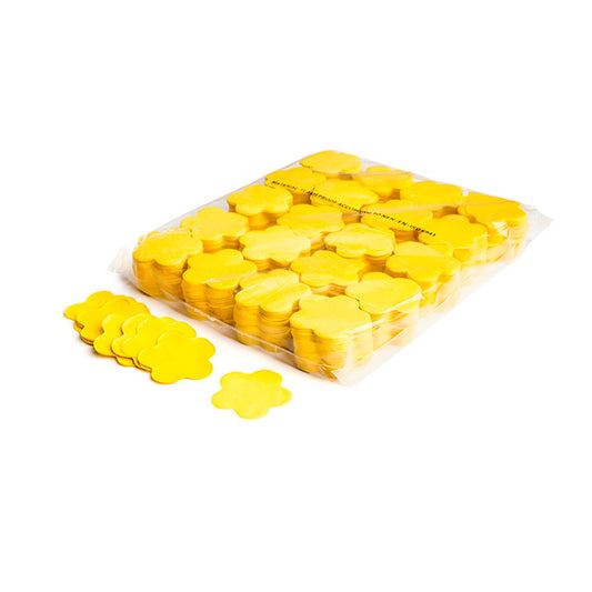 MAGICFX Slowfall Confetti Flowers in yellow, 55mm diameter, biodegradable and flameproof party decoration.