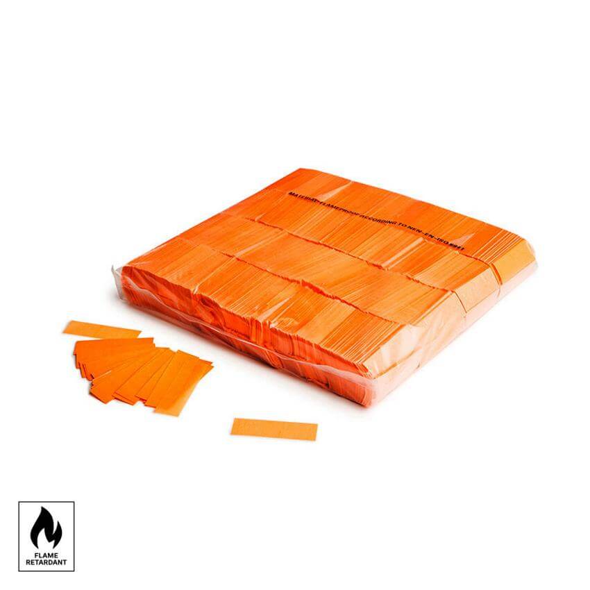 MAGICFX Slowfall UV Confetti in Fluo Orange, 55x17mm, packaged in a 1kg bulk bag for events and parties.