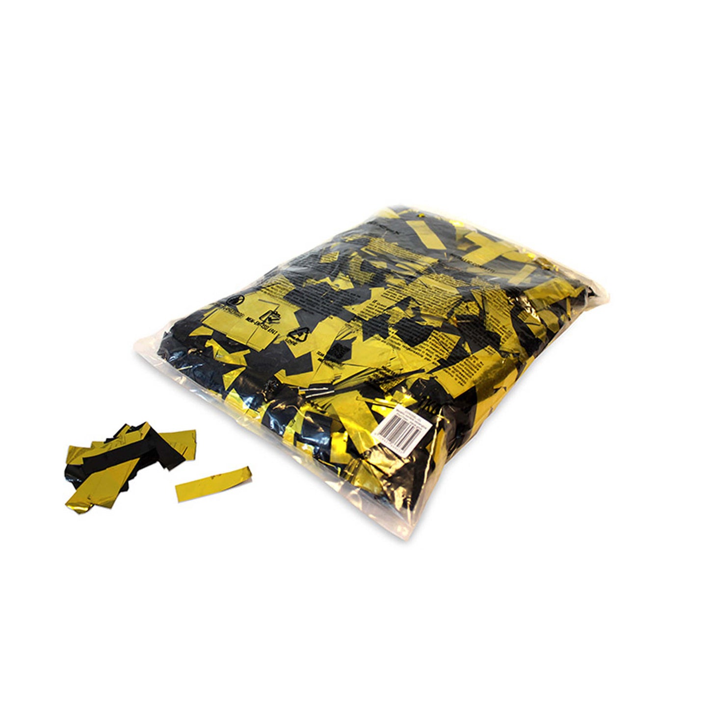 MAGICFX Metallic Confetti Rectangles in Bicolour Black-Gold, measuring 55x17mm, suitable for professional use and flame retardant.