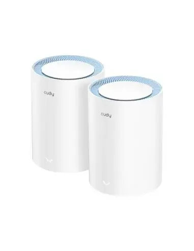 Cudy M1200 Dual Band 1200Mbps WiFi 5 Mesh Router 2-Pack, showcasing the product design and features.