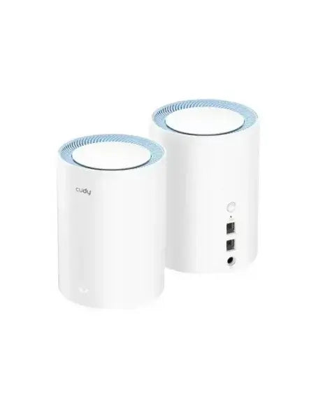 Cudy M1200 Dual Band 1200Mbps WiFi 5 Mesh Router 2-Pack with fast ethernet connectivity.