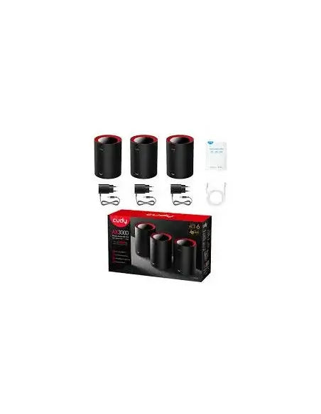 Cudy M3000 Dual Band WiFi 6 Multi-Gigabit Mesh System - 3-Pack, showcasing the product design and features.