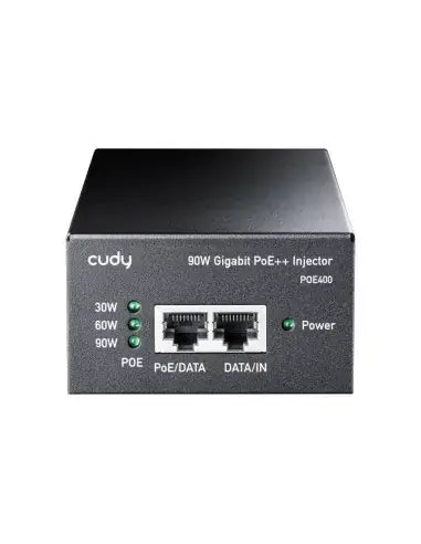 Cudy 90W Gigabit PoE Injector, model POE400, designed for powering devices over Ethernet with high efficiency.