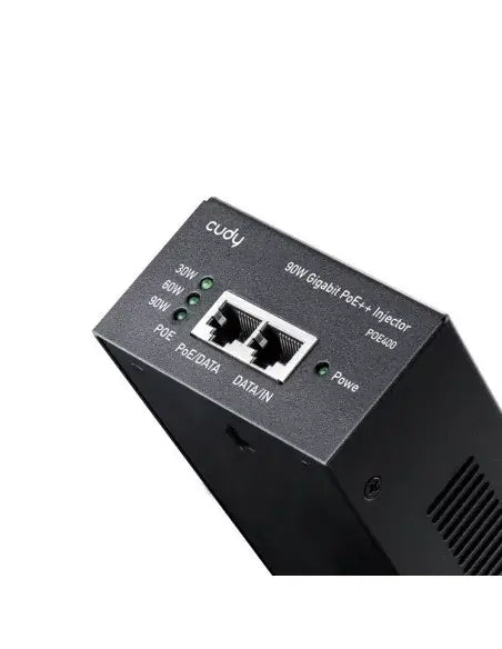 Cudy 90W Gigabit PoE Injector, model POE400, designed for powering network devices via Ethernet cables.