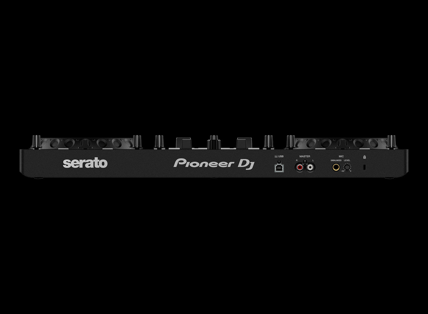 Rear view of the Pioneer DDJ-REV1 Battle-Style DJ Controller designed for Serato DJ Pro.