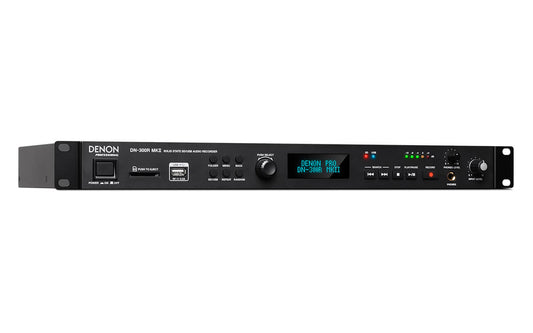 Denon DN-300R MKII solid-state audio recorder featuring SD and USB recording capabilities.