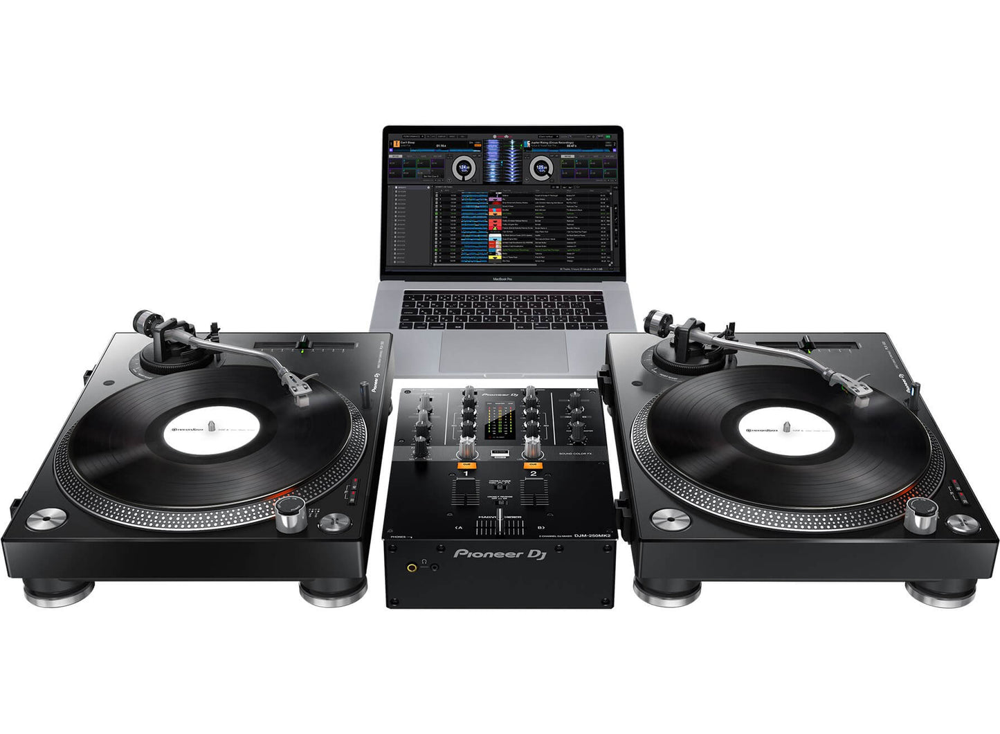 Pioneer DJM-250MK2 compact 2-channel DJ mixer with Rekordbox DVS support, featuring a sleek design and professional controls.