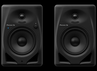 Pioneer DM-50D-BT 5 inch bi-amped Bluetooth desktop monitor speakers in black, designed for powerful sound.