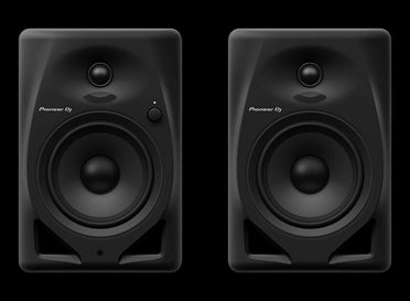 Pioneer DM-50D 5 inch bi-amped desktop monitor speakers in black, showcasing a front view of the product.