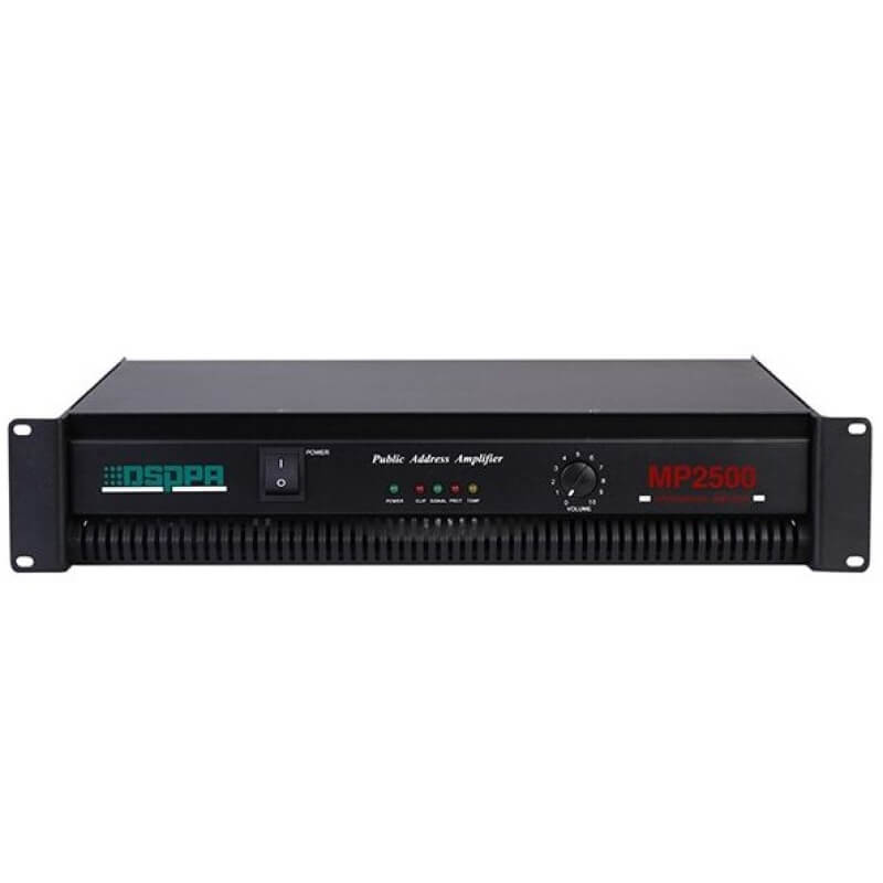 DSPPA MP-2500 Power Amplifier with 650W output, suitable for 70V, 100V, and 4-16Ω systems.