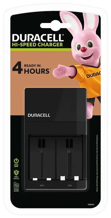 Duracell Hi-Speed Charger CEF14 for AA and AAA batteries with a 4-hour charge time.