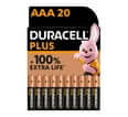 Image of Duracell Plus Power AAA Batteries in a 20-Pack, showcasing the packaging and battery design.