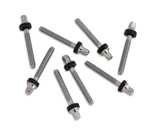 PDP 42mm short tension rods in chrome finish, designed for 12-24 thread, displayed in an 8-pack.