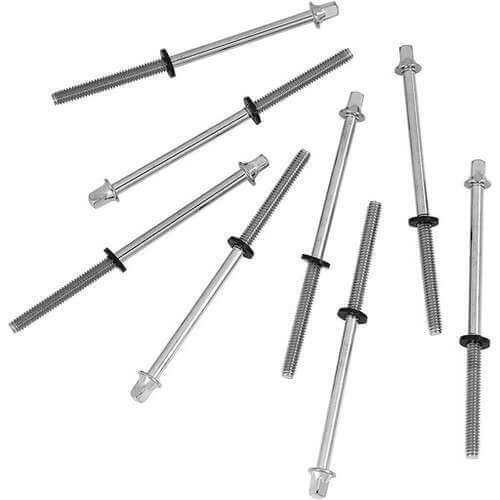 PDP 110mm Long True Pitch Tension Rods in Chrome, displayed in an 8-pack arrangement.