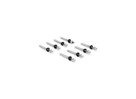 PDP 50mm Medium True Pitch Tension Rods in chrome finish, displayed in an 8-pack.