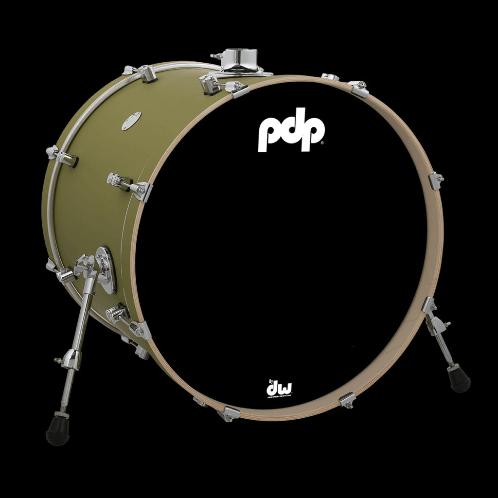 PDP Concept Maple 7-Piece Shell Pack in Satin Olive finish with Chrome Hardware