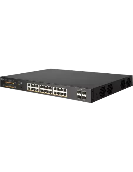 Edge-Core 28-Port Gb Websmart PoE Switch with multiple ports for network connectivity.