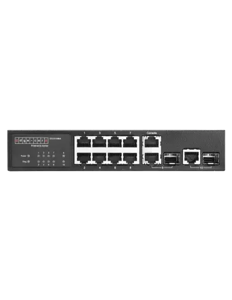 Edge-Core 10-Port Fast Ethernet Layer 2/4 Switch with multiple Ethernet ports for network connectivity.