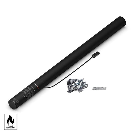 MAGICFX Electric Confetti Cannon PRO, a silver metallic 80 cm shooter designed for confetti effects.