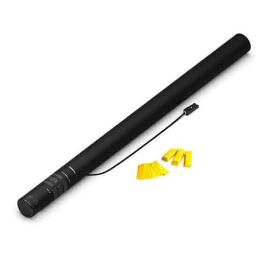 MAGICFX Electric Confetti Cannon PRO in yellow, 80cm long, designed to be flame retardant and biodegradable.