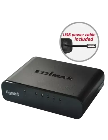 Image of the Edimax 5-Port Gigabit Switch, an unmanaged network switch with five gigabit Ethernet ports.