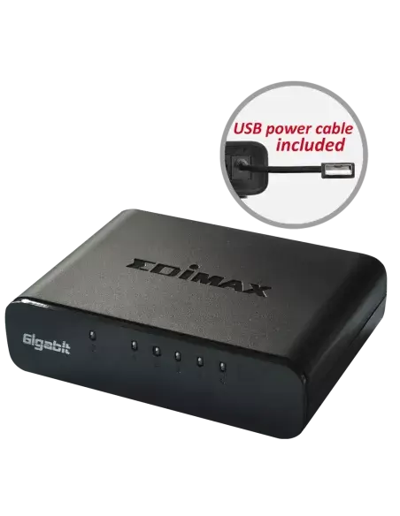 Edimax 5-Port Gigabit Switch, an unmanaged network switch designed for high-speed data transfer.