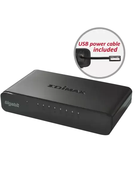Edimax 8-Port Gigabit Desktop Switch, a network device with eight ports for high-speed data transfer.
