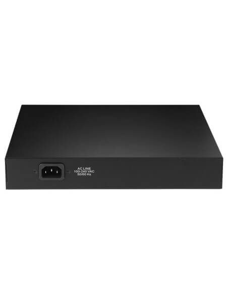 Edimax 8-Port Gigabit PoE+ Switch with DIP Switch, showcasing an unmanaged long-range design suitable for network connectivity.