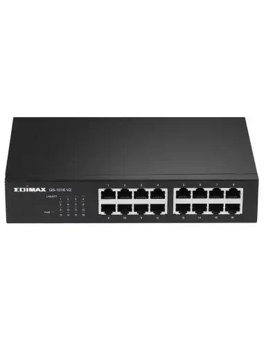 Edimax 16-Port Unmanaged Gigabit Switch with multiple Ethernet ports for high-speed network connectivity.